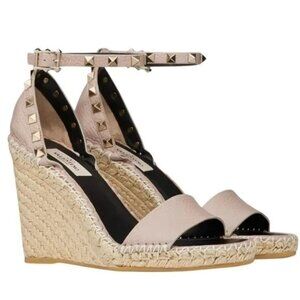 Valentino Garavani Women's Studded Ankle Strap Espadrille Wedge Sandals